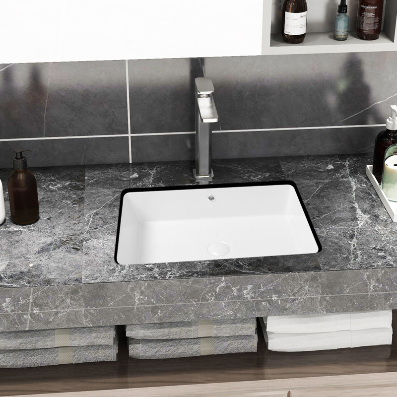 20 po Lavabo de salle de bain encastré blanc