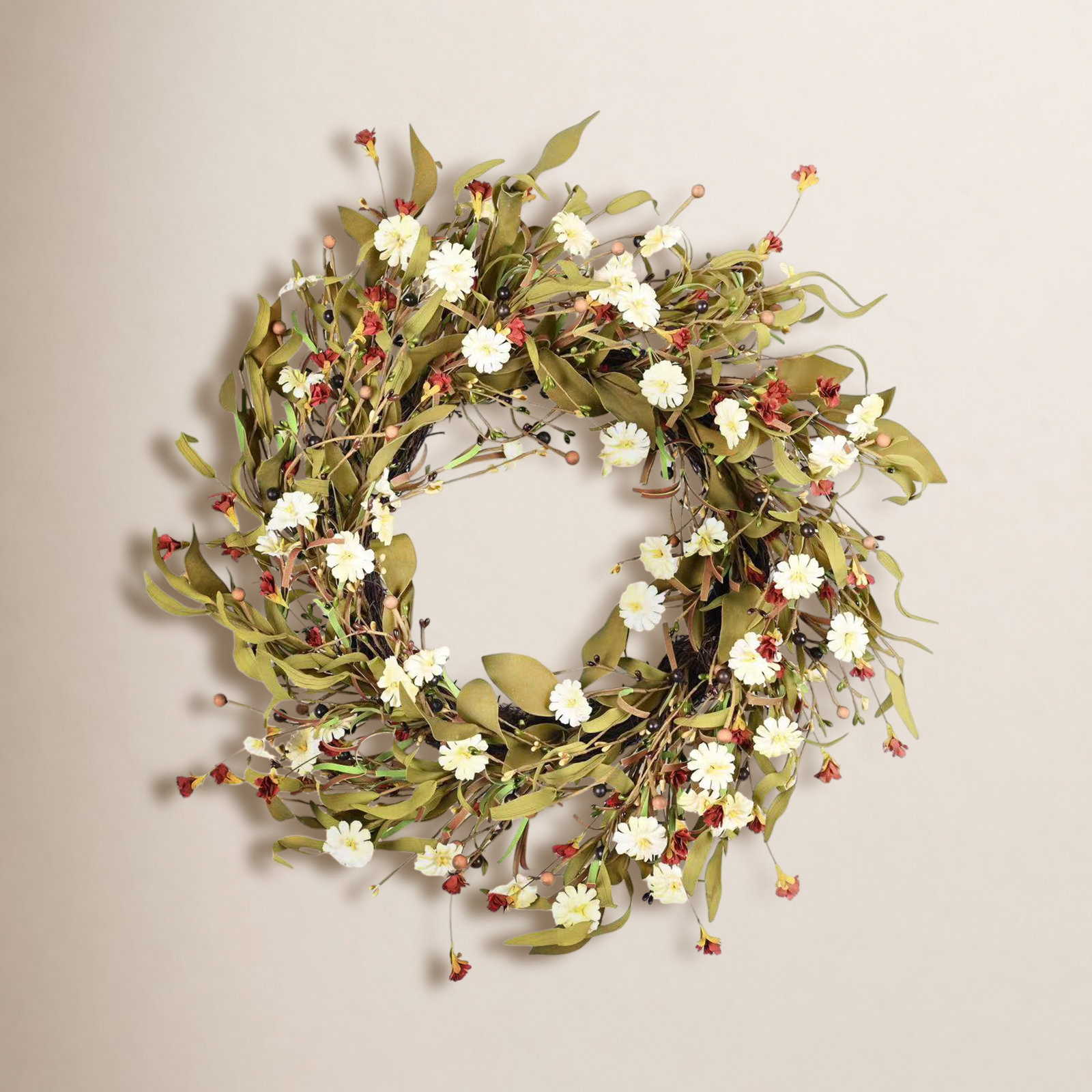 24" Handcrafted Wildflower No Holiday Wreath