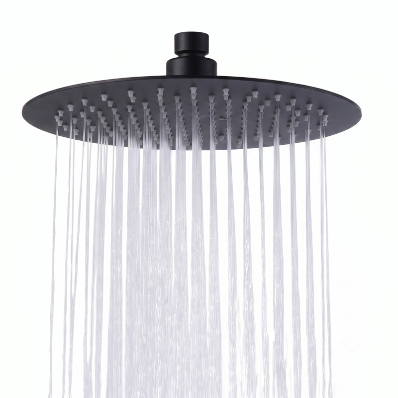 Pomme de douche à pluie haute pression 10 pouces à haut débit en acier inoxydable, 10", Noir mat, Rond