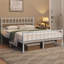 Minimalist Metal Bed Frame with Slatted Headboard-800080613-682358409