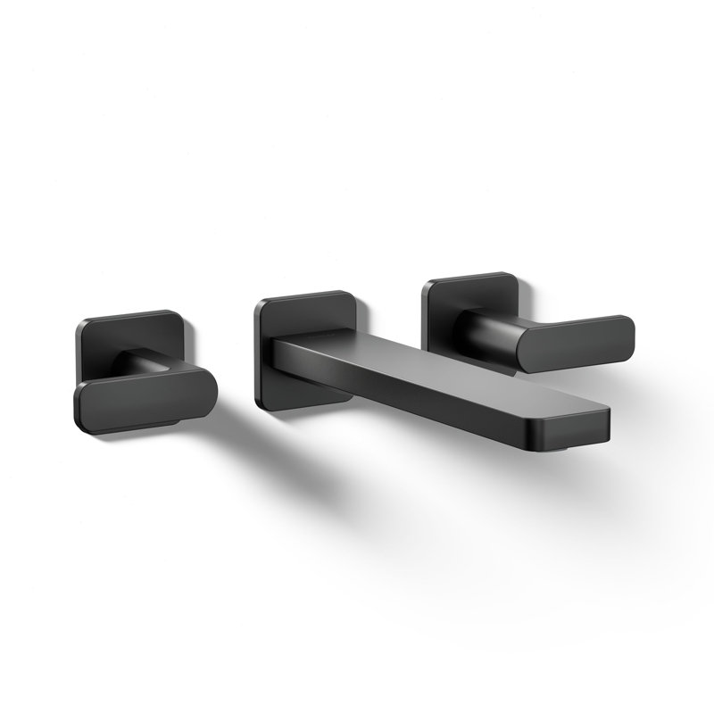 Parallel Wall-Mount Bathroom Sink Faucet Trim, Matte Black