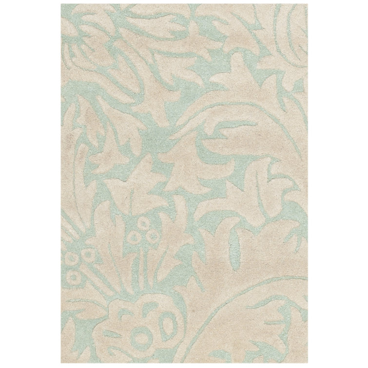 Candelo Hand Tufted Wool/Cotton/Latex Floral Rug in Light Blue/Beige