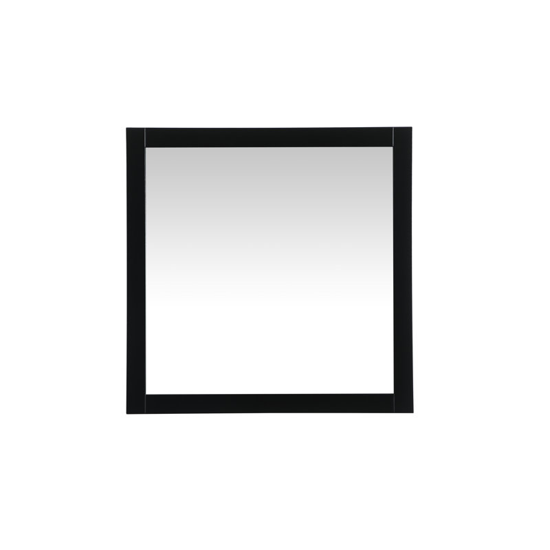 Rosenow Wood Flat Wall Mirror, Black, 36'' H x 36'' W