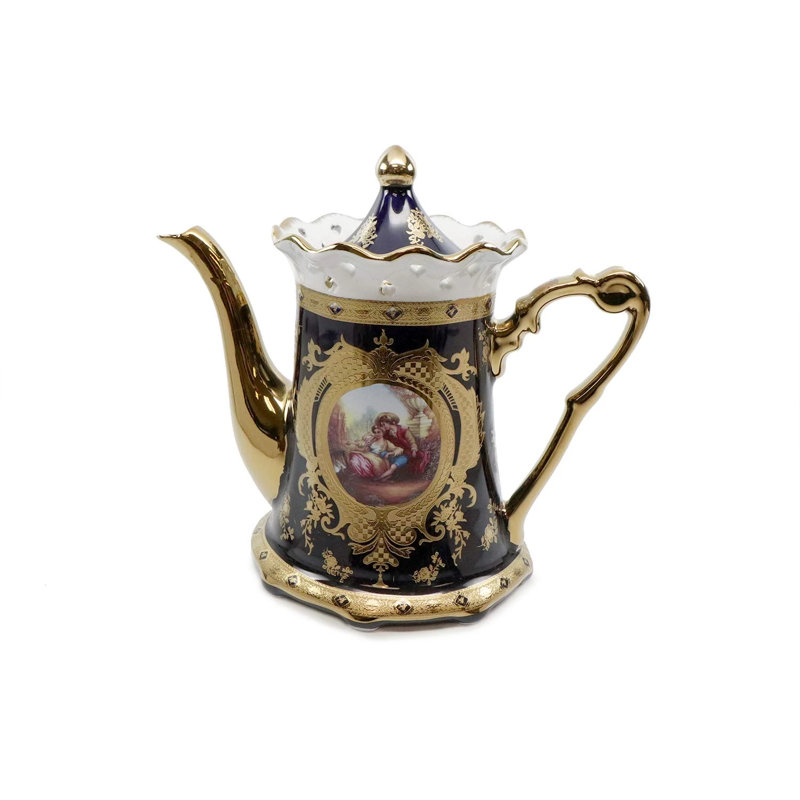 Astoria Grand Liberty Street 40oz. Abstract Teapot Set For 6, Cobalt Blue