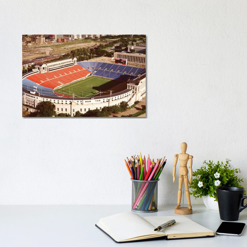 Aerial View of a Stadium, Soldier Field, Lake Shore Drive, Chicago, Cook County, Illinois, USA 1 Piece Wrapped Canvas Wall Art