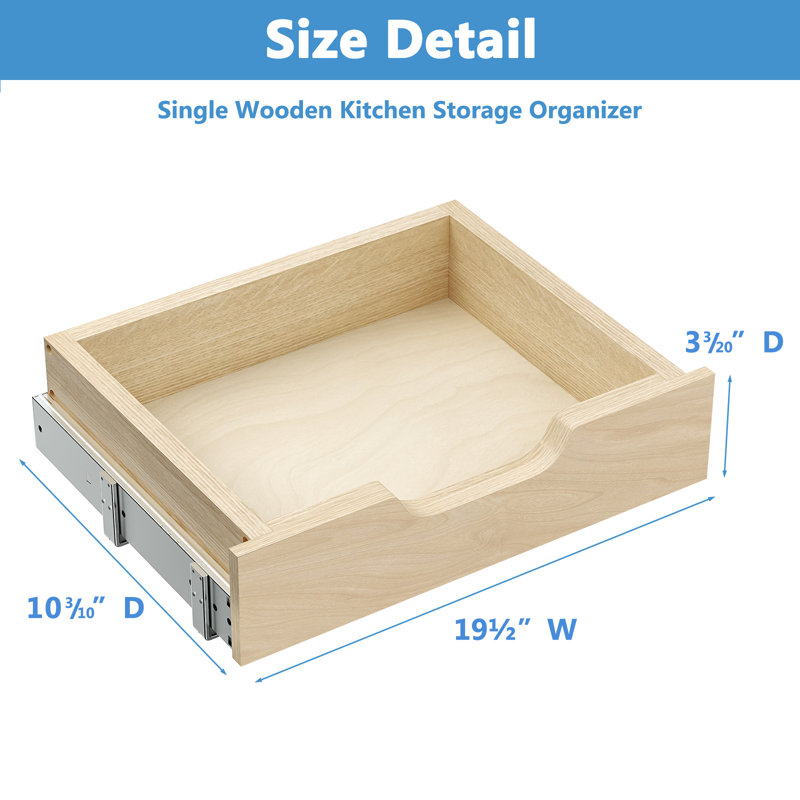 Wood Pull Out Drawer, 3.15" H x 19.50" W x 10.30" D