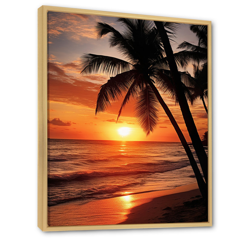 «Beach Photo Sunset Serenade II», reproduction sur toile, L 34 po x H 44 po, Cadre naturel flottant