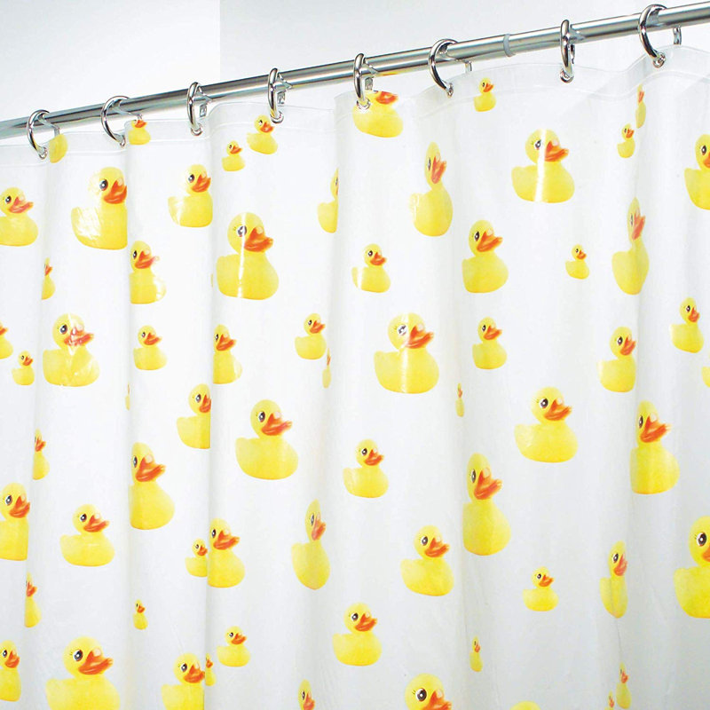 Yellow and Orange Duck Print PEVA Shower Curtain