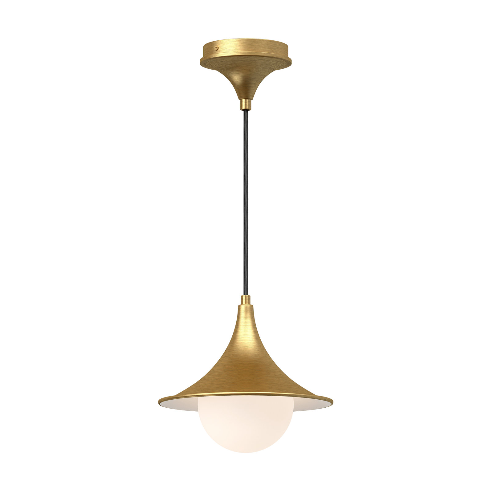 Hermit Single Light Glass Pendant, Brushed Gold/Opal Matte Glass, 83.63" H x 9.5" W x 9.5" D