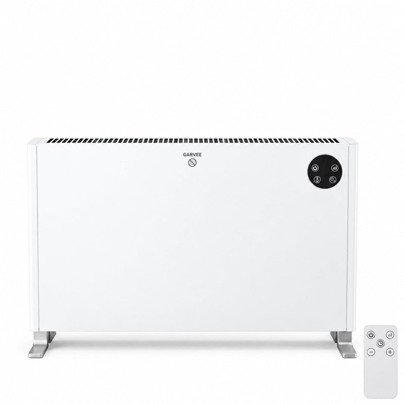 2000W Electric Convection Heater with Remote Control, Adjustable Thermostat10-35°C, Dual Power Settings, Overheat Protection, Quiet & Energy-Efficient – White