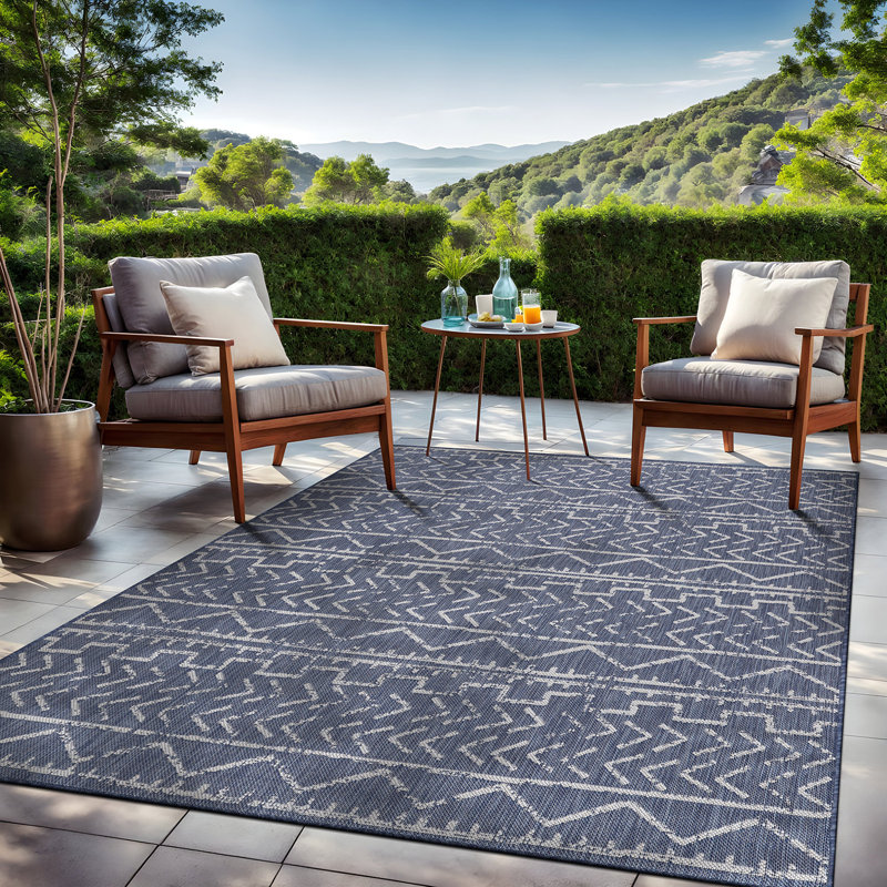 Tapis intérieur / extérieur bleu Waikiki, Rectangle 6 pi x 9 pi