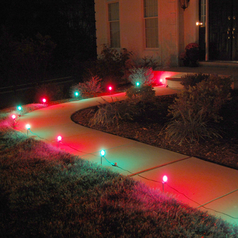 Red and Green Incandescent Pathway Lights with 10 Bulbs