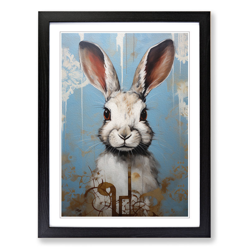 XYZ-FRM-V1223-5348 Rabbit Modern No.2 - Single Picture Frame Print on Wood, Black, 46cm H x 34cm W x 2cm D