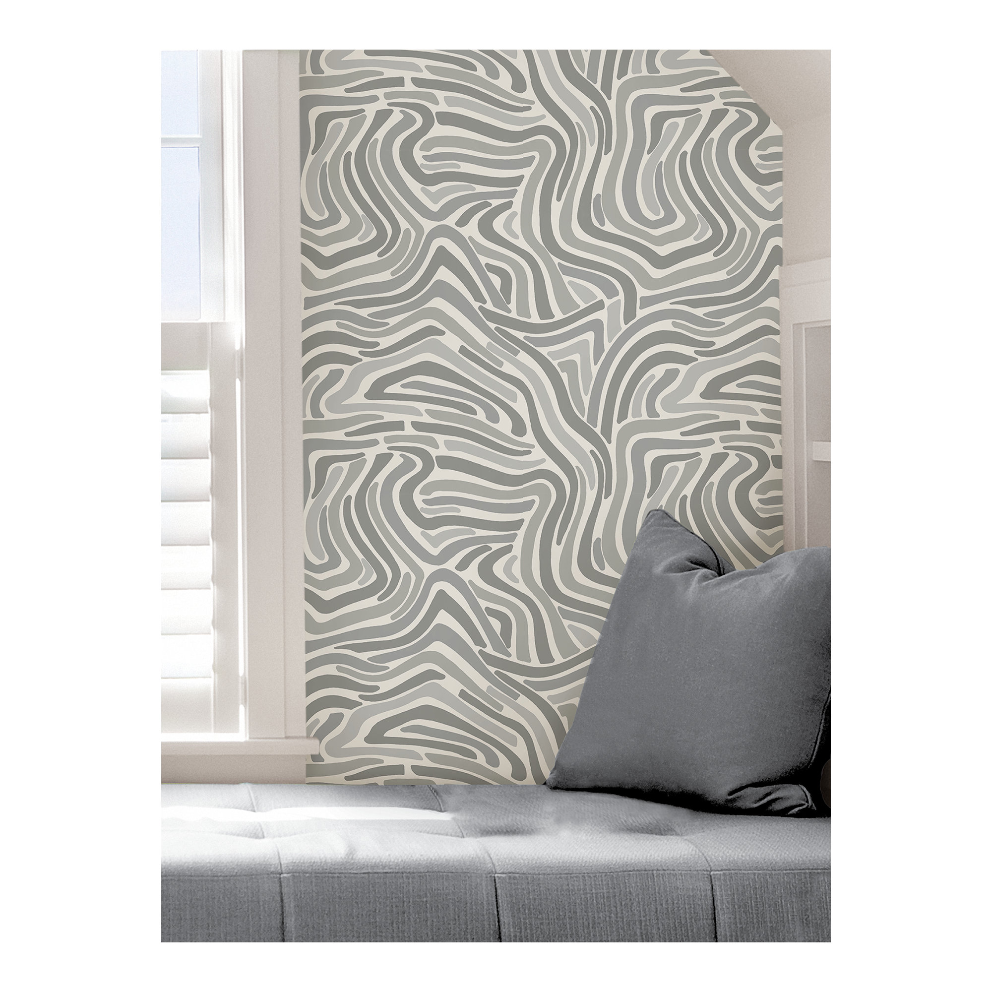 Rumley Mid-Century Peel & Stick Geometric Wallpaper, Gray