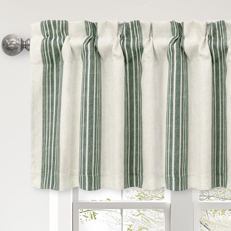 Akhill Striped Tailored Window Valance, 52" W x 18" L, Loden Green