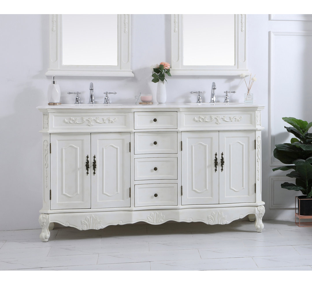 Lunette 60" Double Bathroom Vanity Set Etta Avenue™ Base 