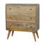Commode courbée en chêne-ish, 3 tiroirs, pieds nordiques, brun clair-1742295984