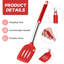 Ensemble de 15 ustensiles de cuisine en silicone, acier inoxydable, résistant à la chaleur antiadhésif, rouge
