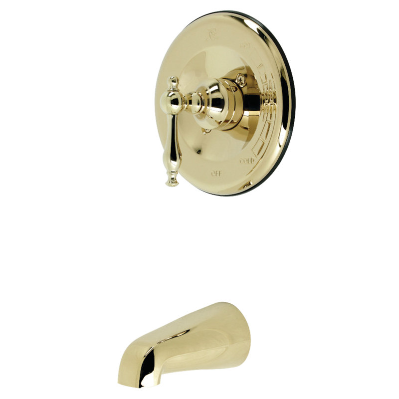 Robinet de baignoire à pression équilibrée à poignée simple Kingston Brass, Laiton poli