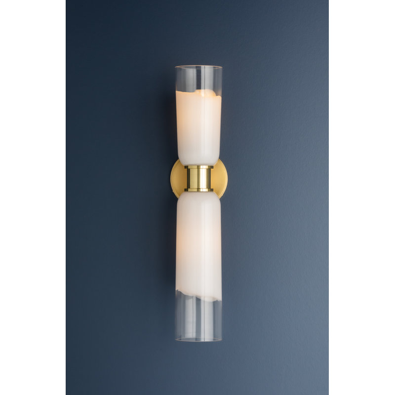 Wasson 2 Light Wall Sconce, Aged Brass