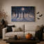 Six femmes se tenant la main en robes fluides dans une toile murale d'Halloween enneigée-924386220
