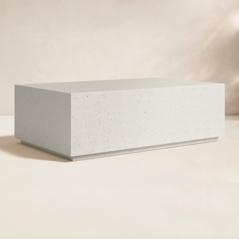 Polly 51" Concrete Coffee Table, White