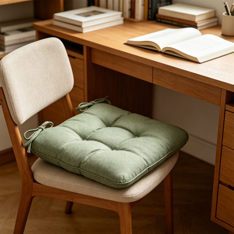 Set of 4 Memory Foam Chair Cushions 15.5"x15.5"x3.5" Indoor/Outdoor, Green, 15.5" W x 15.5" D, Green