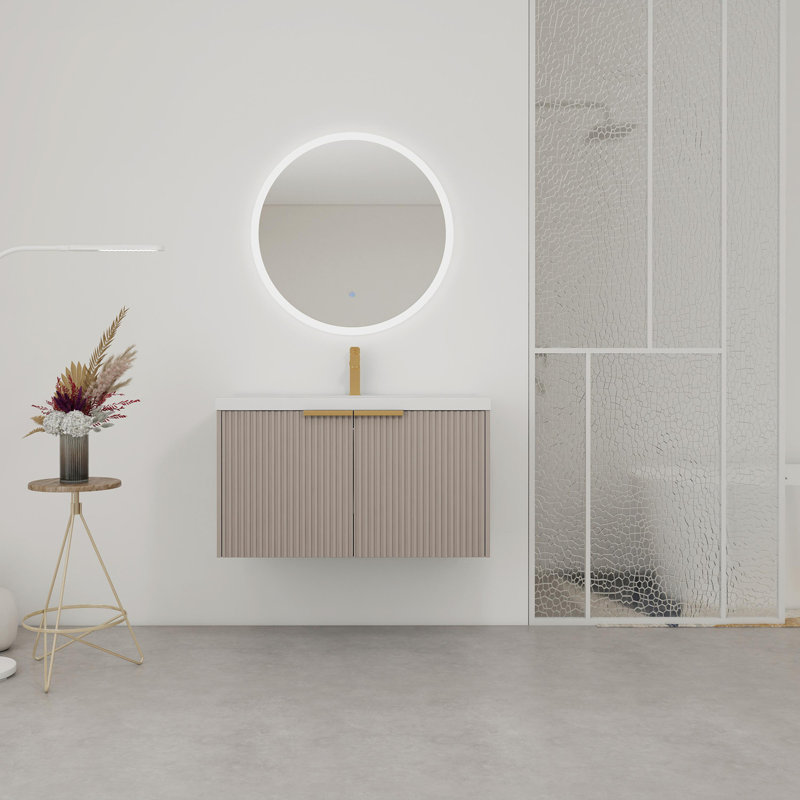 Wall Mounted Bathroom Vanity, Khaki
