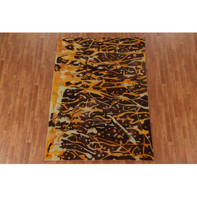 Tahmel One-of-a-Kind 5' 5'' X 7' 5'' New Age Wool Area Rug in Brown
