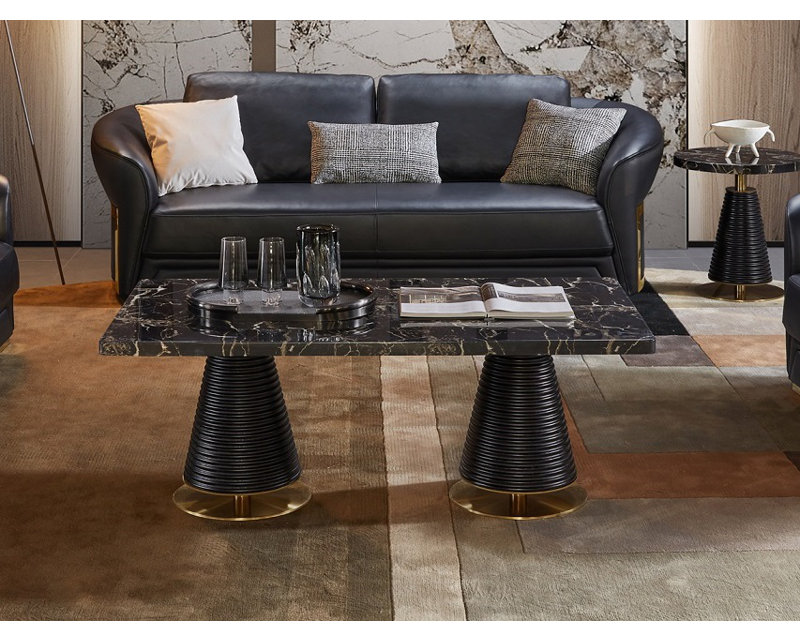 Sofa, Black Genuine Leather