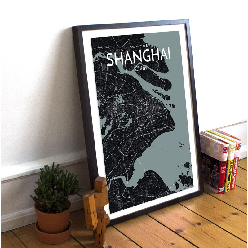 Shanghai City Map - No Frame Print, 43.2cm H x 27.9cm W x 0.13cm D