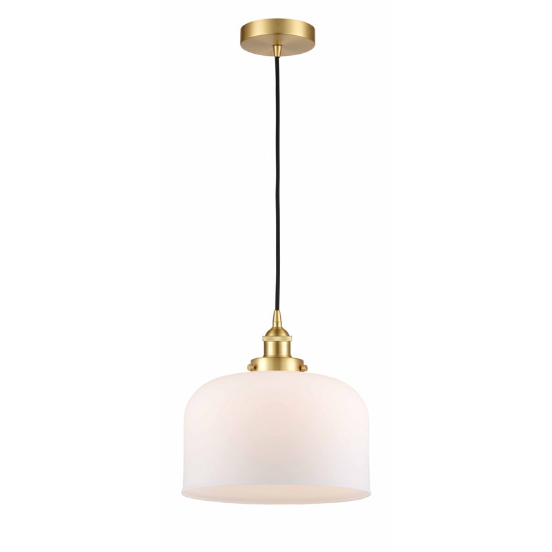 Bostonia 1 - Light Single Pendant, White, 11.75" H x 12" W x 12" D, Satin Gold