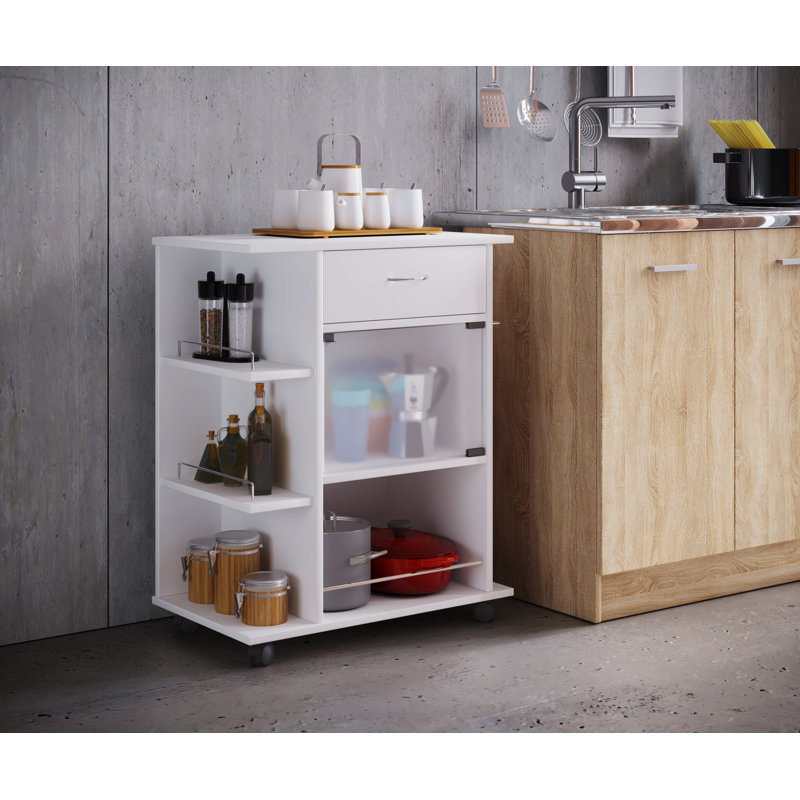 Daviston Wood Kitchen Cart, White