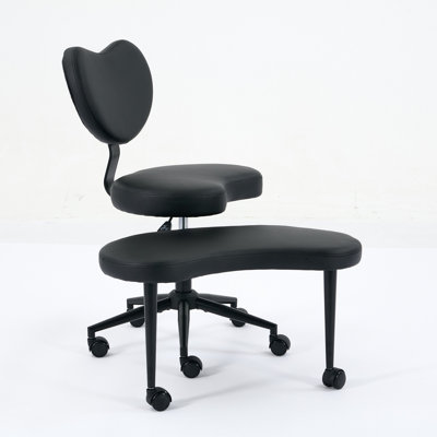 Meditation Chair Plus, Cross Legged Chair with Wheels, ADHD Chair, Criss Cross Desk Chair with Lumbar Support and Adjustable Stool, Flexible Design for Fidgety Sitters, Black PU