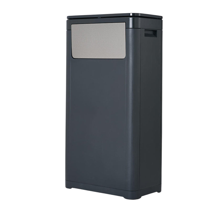 Plastic Touch Top Waste Bin, 32, Black