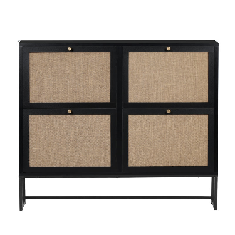 16 Pair Shoe Storage Cabinet, Black