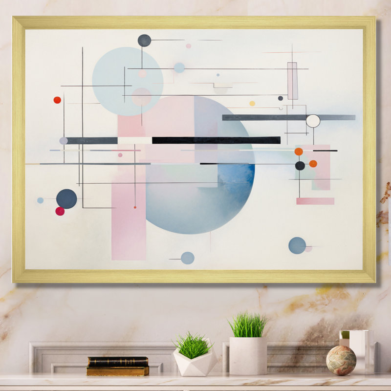 Abstractions éthérées du suprématisme rose, Encadrement doré, H 16 po x l 32 po x P 1 po
