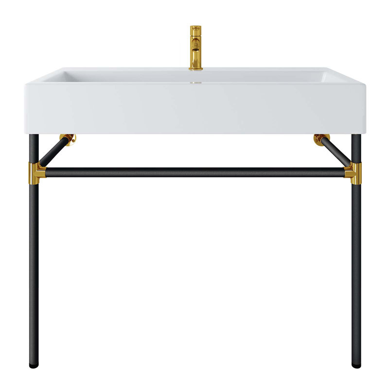 Modway Redeem Acrylic Wall-Mount Bathroom Vanity, Black