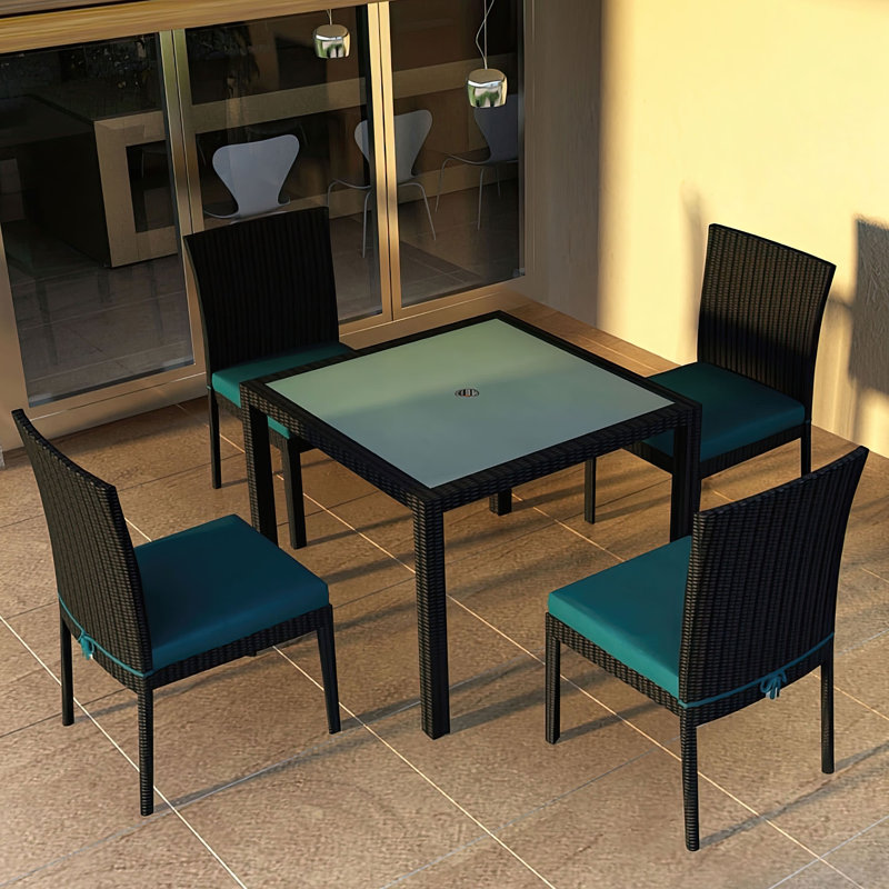 Ensemble repas Kaneb, Spectre indigo Sunbrella®, Spectre indigo Sunbrella®, H 29,5 po x l 39,25 po x L 39,25 po