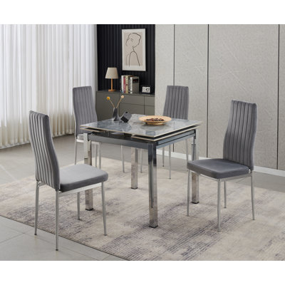 Piccolo Grey Sintered Stone Dining Table + 4  Monza Chairs Greyvlv