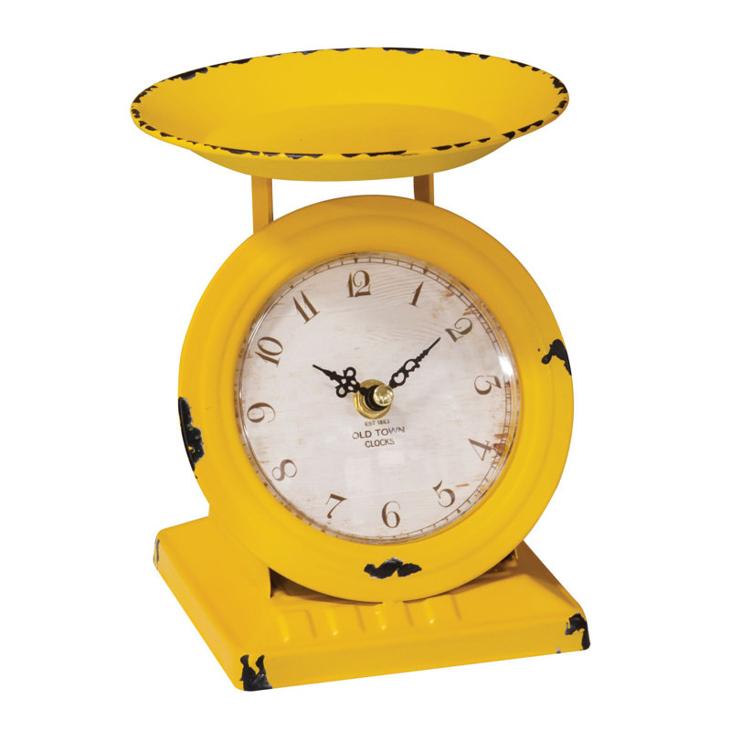 Analog Metal Electric Tabletop Clock,  Sunflower Yellow