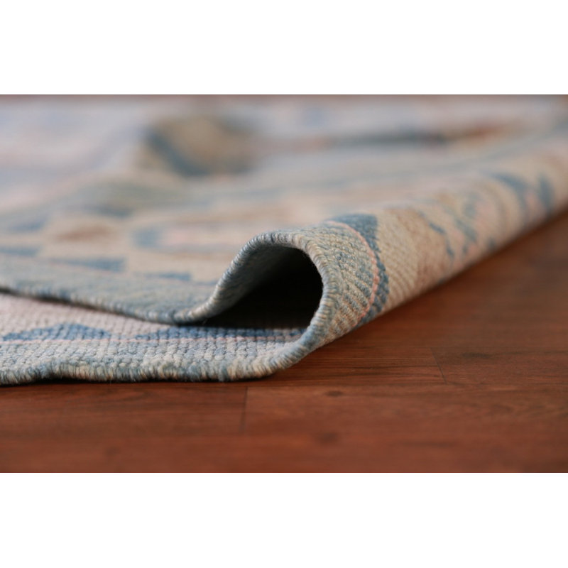 Tapis géométrique bleu Oushak 9 x 12