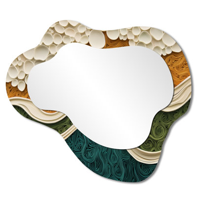 Biomorphism Earth Rhythm In Chaos I - Lyrical Abstraction Irregular Asymmetrical Mirror, Modern Wall Mirror, Printed on Metal