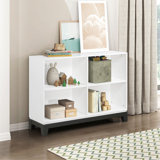 White Finish 4-Shelf Bookcase Wooden Furniture 1Pc