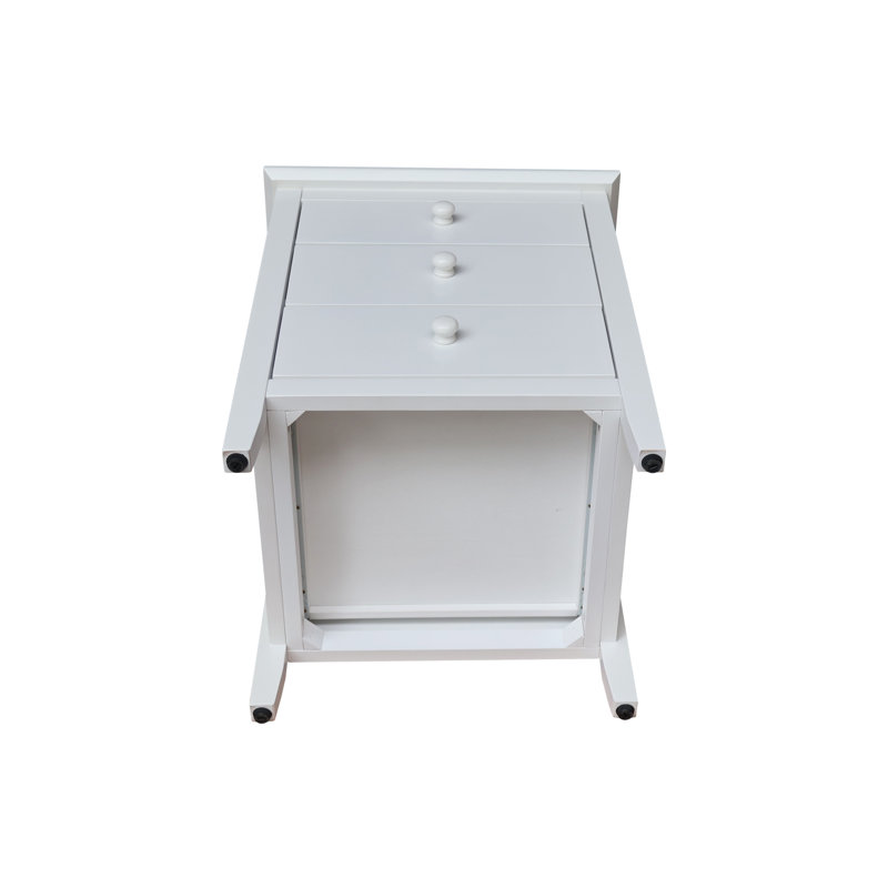Table de chevet 3 tiroirs Calumet Heimann, Blanc