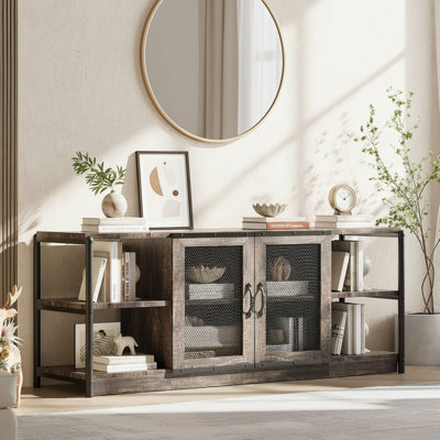 Meuble télé Farmhouse, avec portes doubles en filet