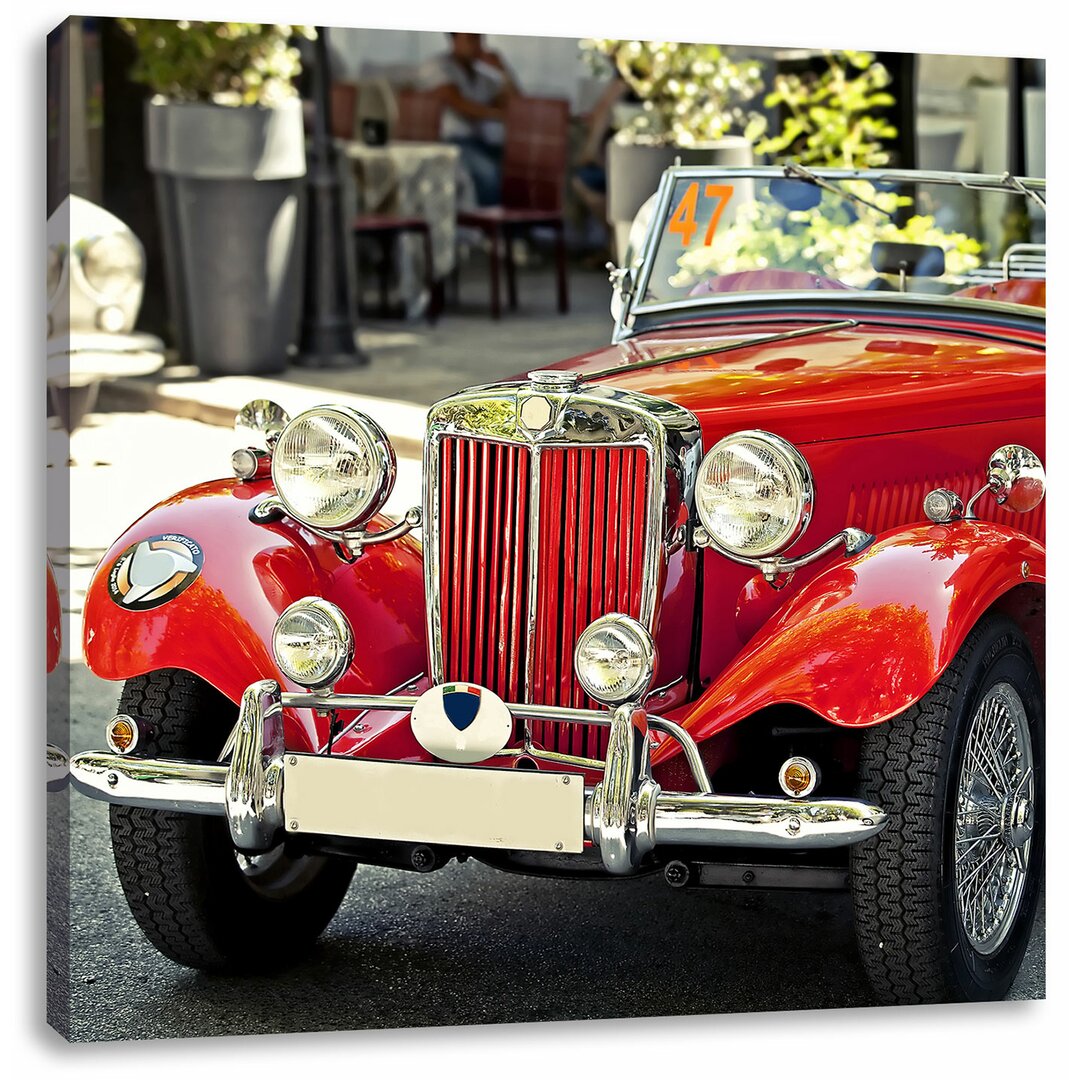 Leinwandbild Roter Oldtimer in Italien