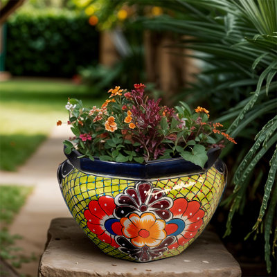 Desert Bloom Talavera Octangular Planter in Green