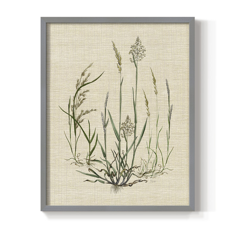 Lin Herbes I, reproduction encadrée - bois massif, Gris, H 10 po x l 8 po