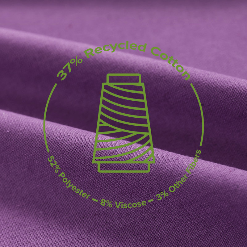 Recycled Cotton Blend Ruffle Tie-Top Curtain Pair, 52" W x 63" L, Purple
